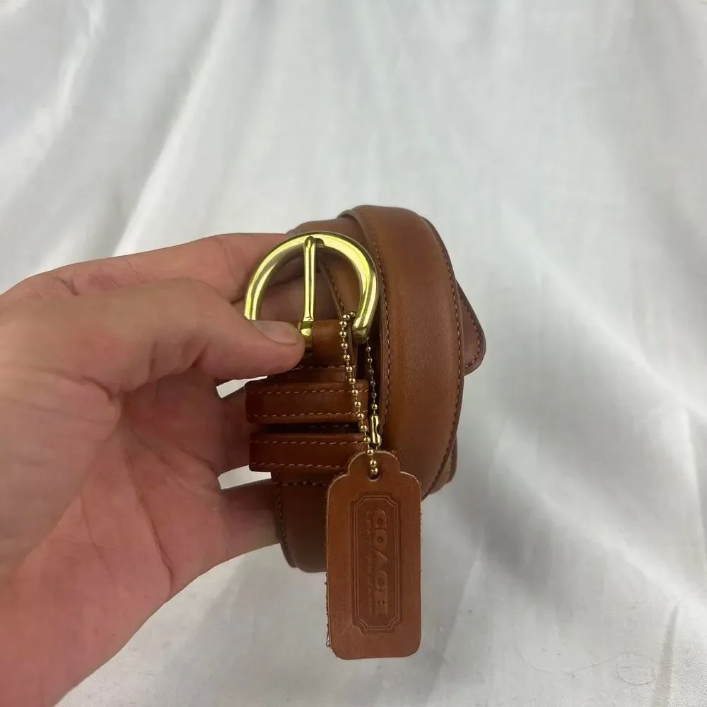 NWT Coach British Tan Leather Belt With Gold Hardware Size L